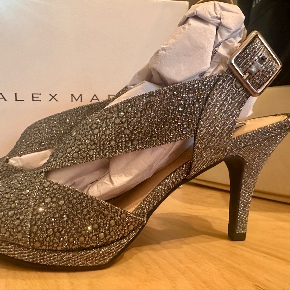 Alex Marie Glittering Silver Heels